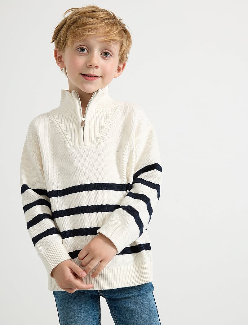 Lindex - Sweater knitted half zip - stickade tröjor - light dusty white - 0