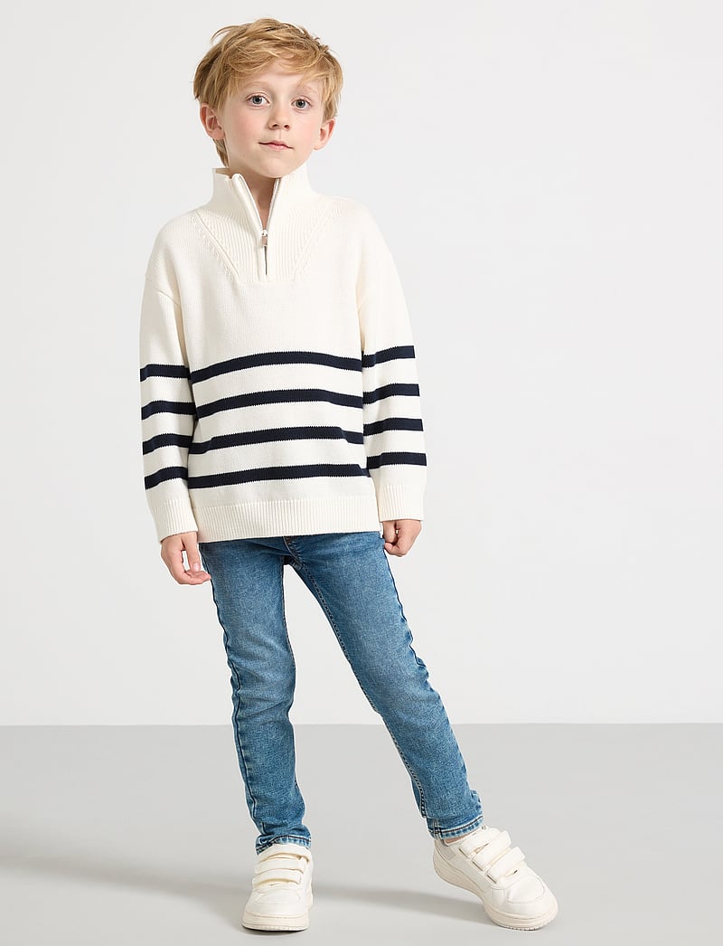 Lindex - Sweater knitted half zip - stickade tröjor - light dusty white - 4