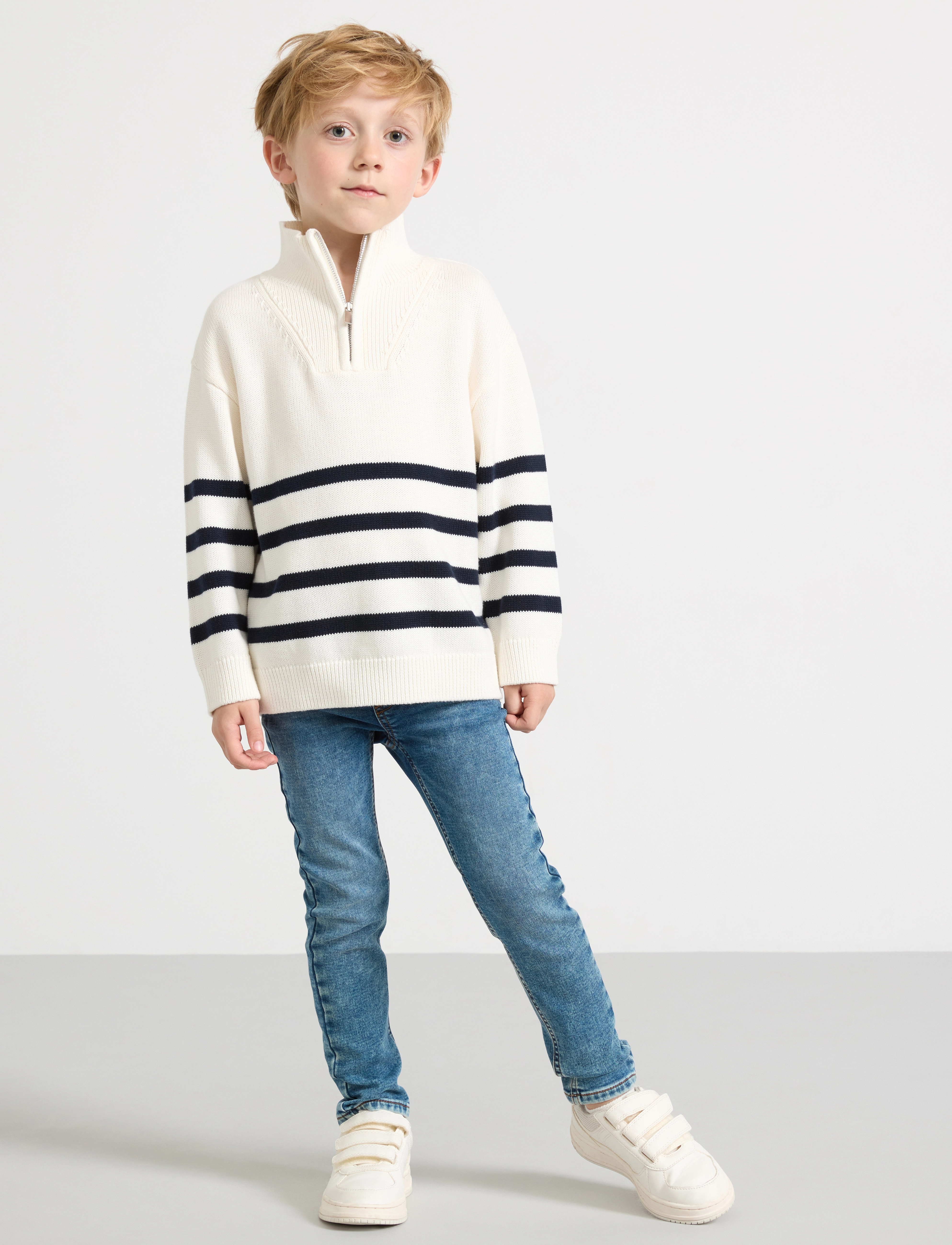 Lindex - Sweater knitted half zip - jumpers - light dusty white - 4