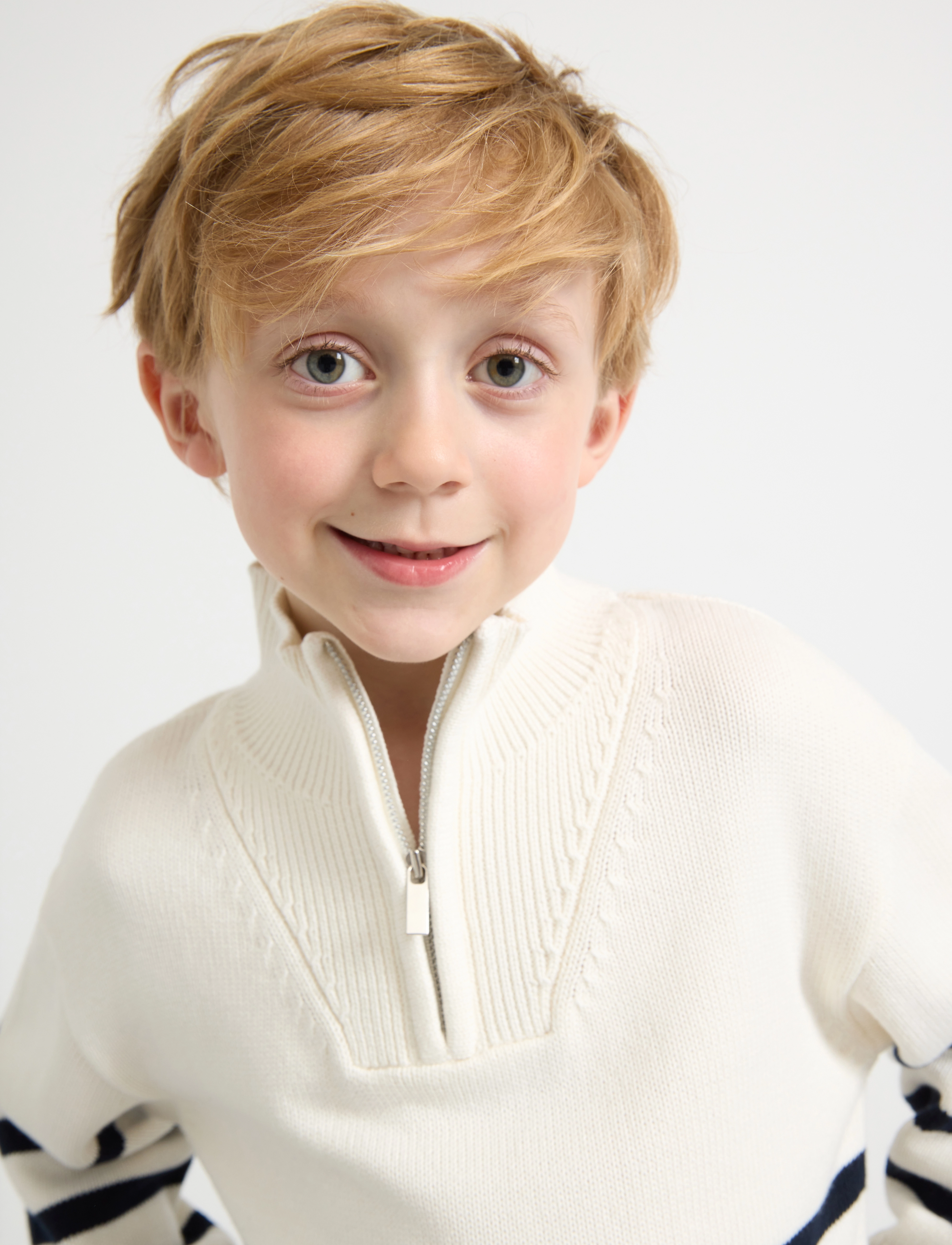 Lindex - Sweater knitted half zip - jumpers - light dusty white - 5