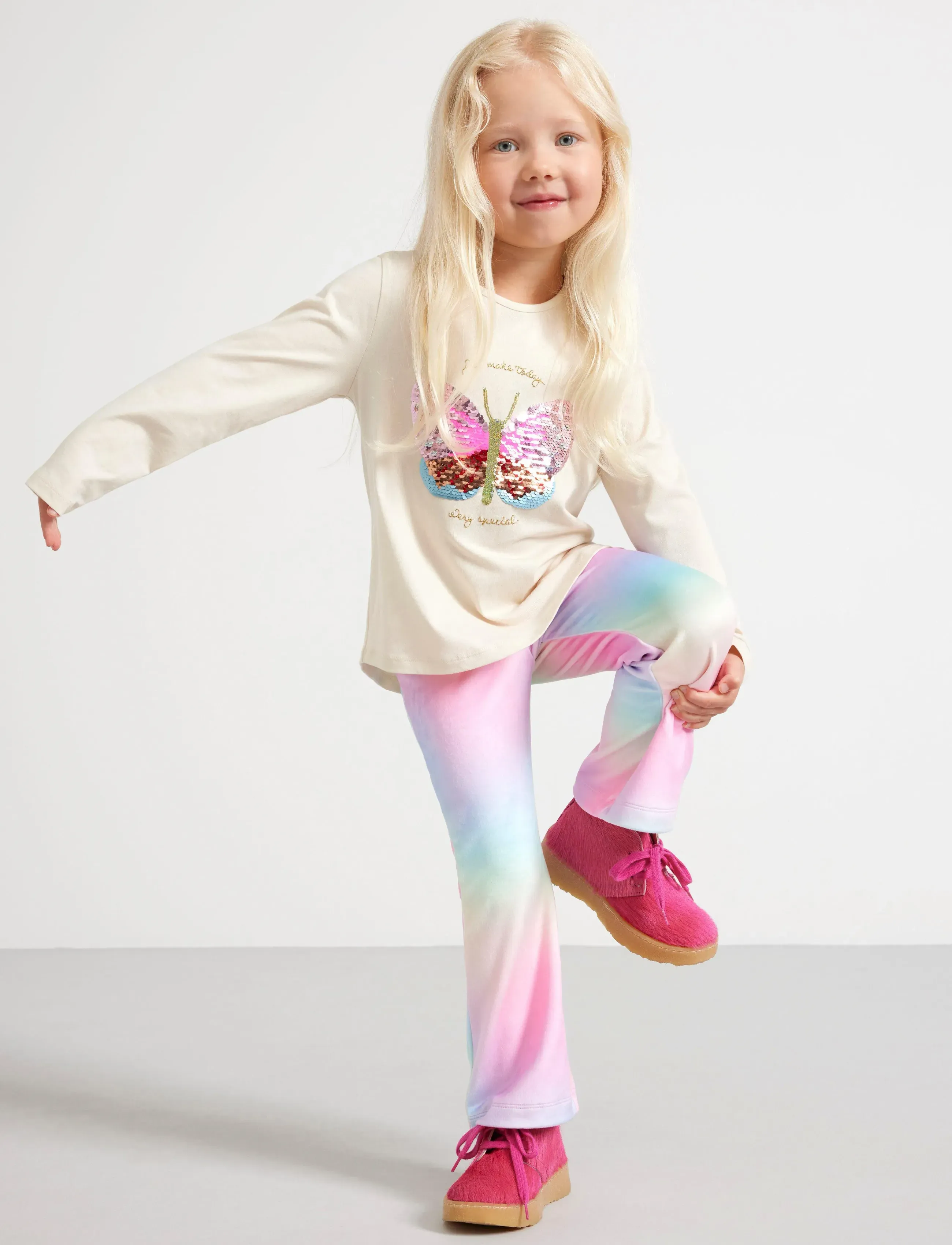 Lindex Flared Leggings In Velour, 134, Unterteile, Lila - Trousers, Kinder