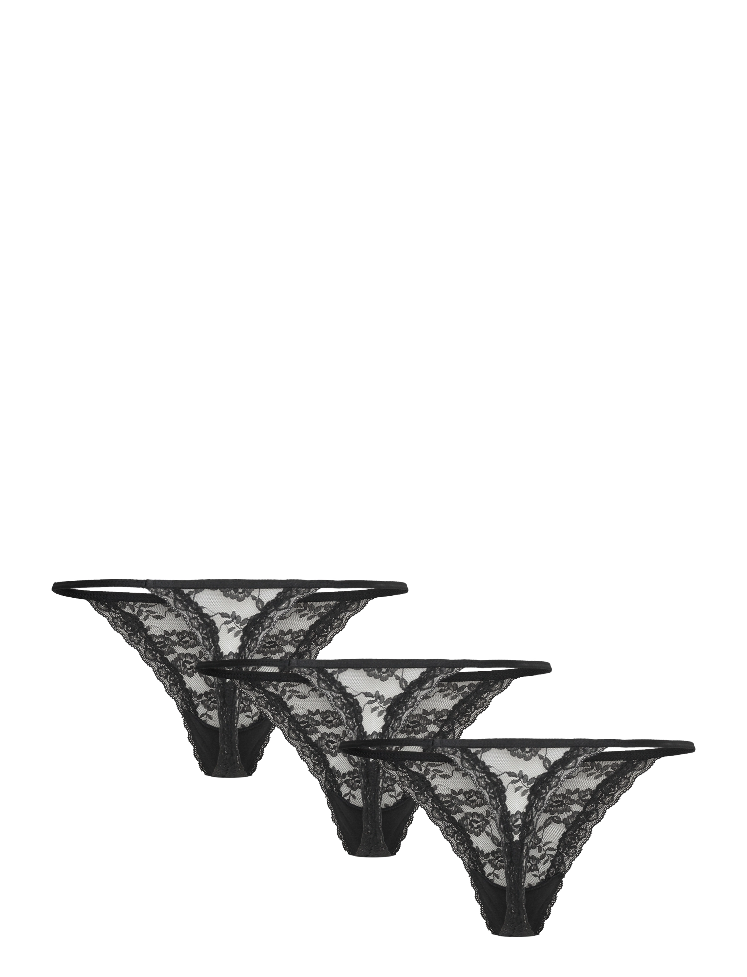 Lindex - 3-pack thong in lace - tangas - black - 4