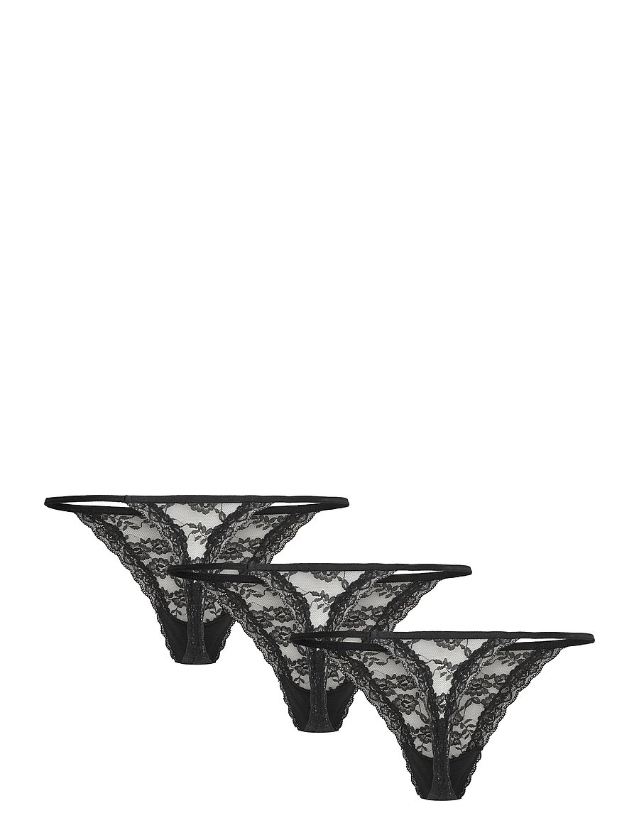 Lindex - 3-pack thong in lace - tangas - black - 4