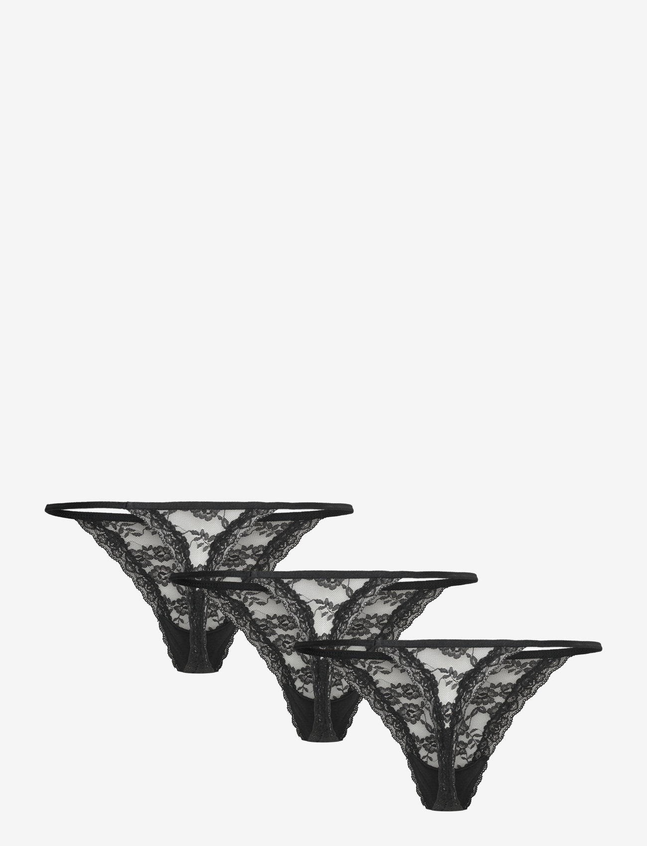 Lindex - Brief Jennie lace thong 3 pack - siaurikės - black - 4