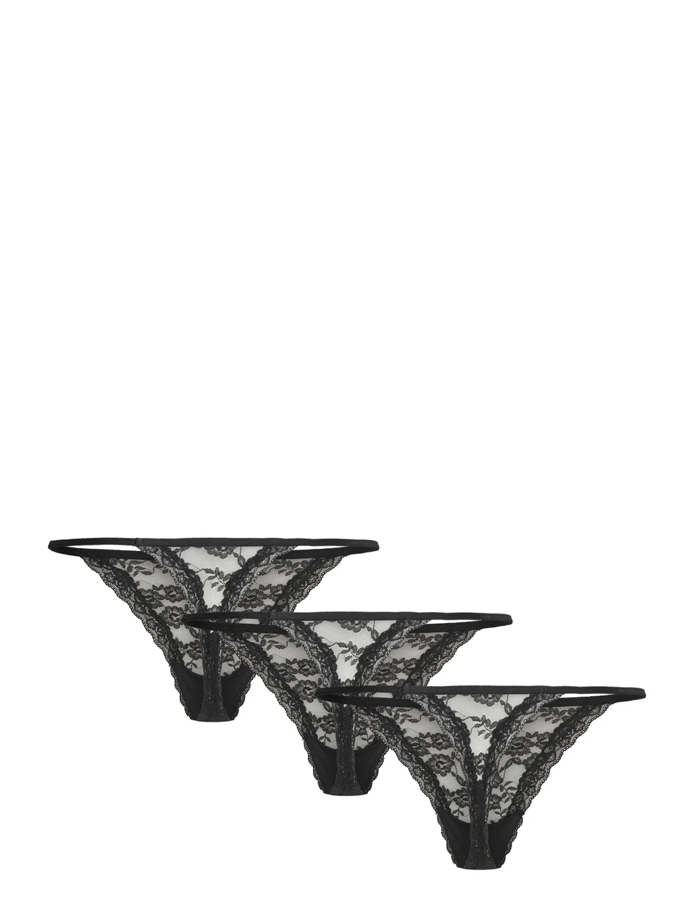 Lindex - Brief Jennie lace thong 3 pack - string - black - 2