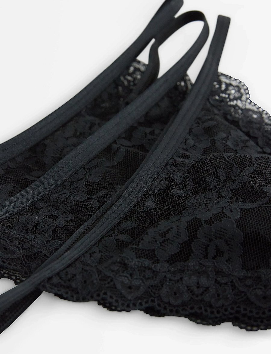 Lindex - Brief Jennie lace thong 3 pack - stringtrusser - black - 2