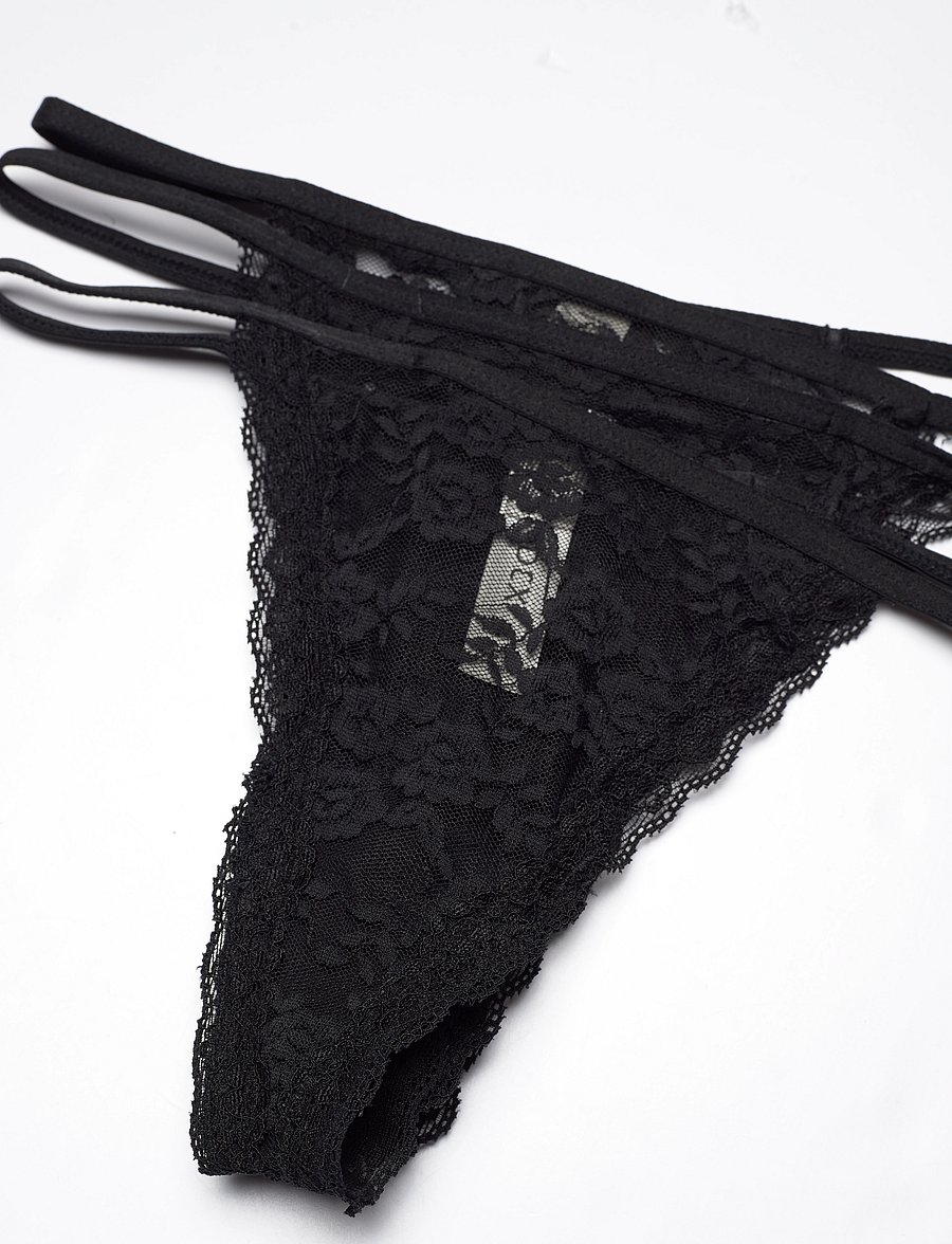 Lindex - Brief Jennie lace thong 3 pack - stringtrusser - black - 3