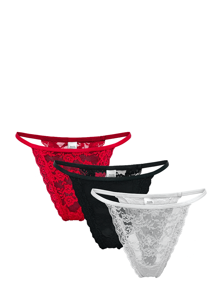 Lindex - 3-pack thong in lace - stringtrosor - combi 2 - 0