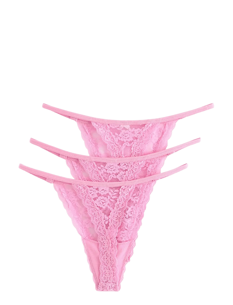 Lindex - Brief Jennie lace thong 3 pack - stringtrusser - light pink - 1