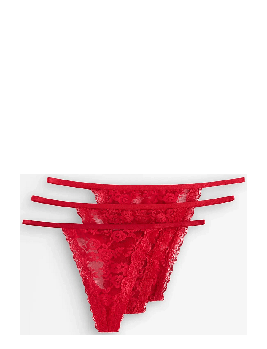 Lindex - 3-pack thong in lace - tangas - red - 0