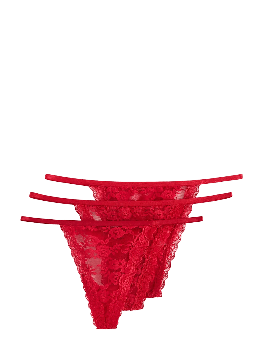 Lindex - Brief Jennie lace thong 3 pack - stringit - red - 0