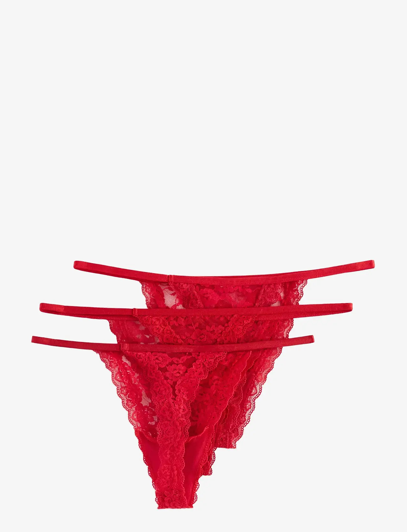 Lindex - Brief Jennie lace thong 3 pack - stringtrusser - red - 1
