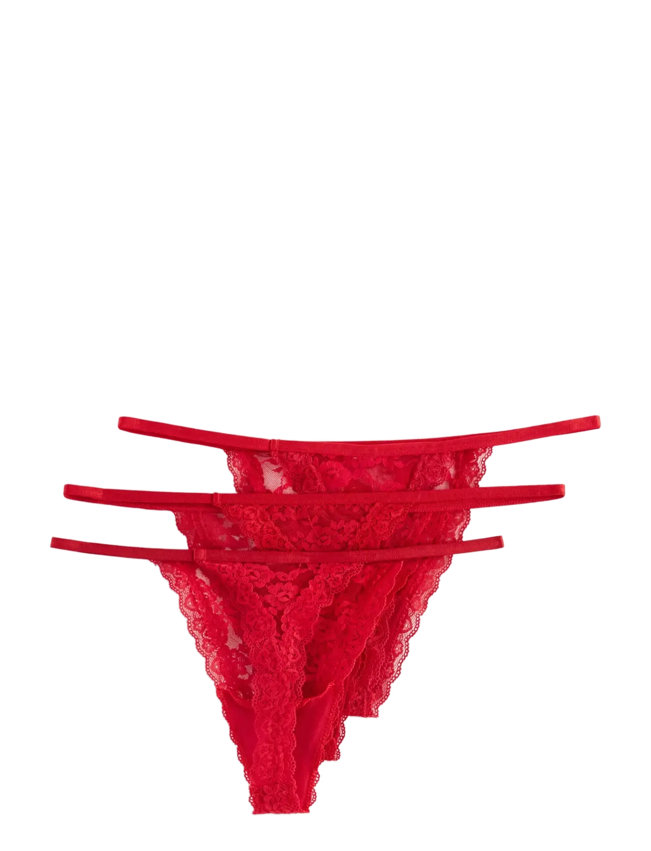 Lindex - Brief Jennie lace thong 3 pack - thongs - red - 1