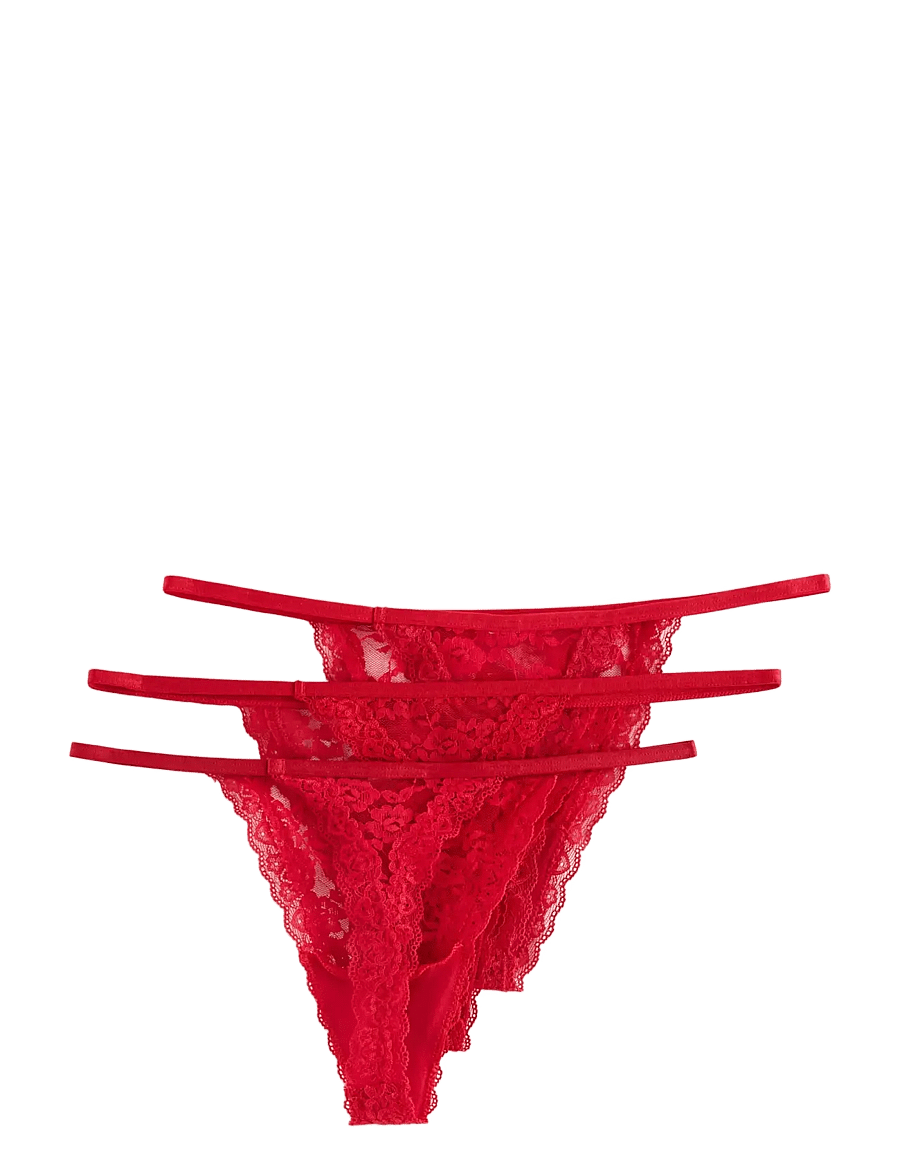 Lindex - Brief Jennie lace thong 3 pack - stringit - red - 1