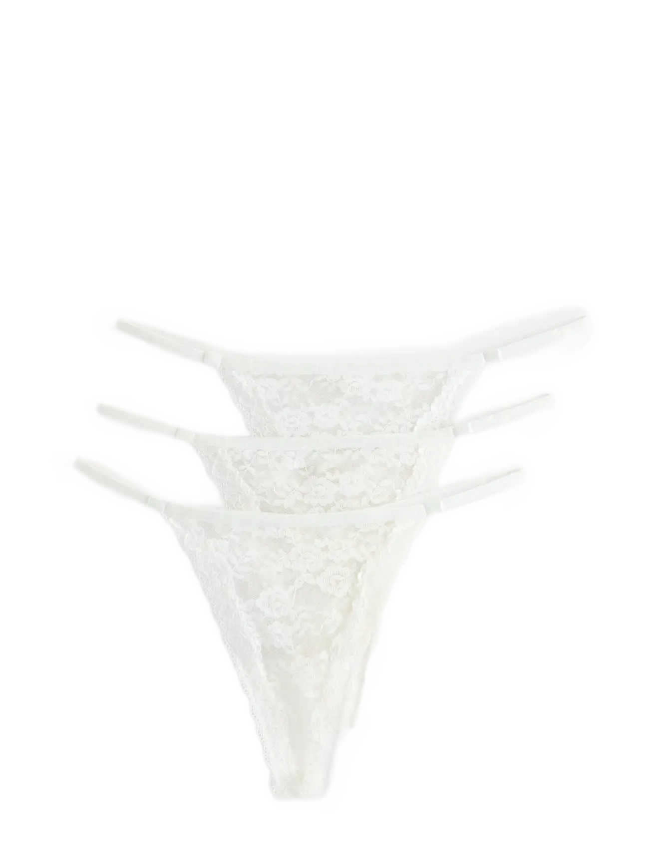 Lindex 3-Pack Thong In Lace, Kvinder, Blonde G-streng, Hvid, Str: L
