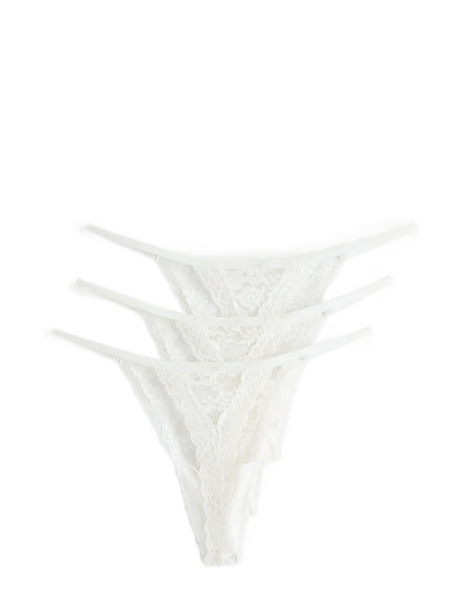Lindex - Brief Jennie lace thong 3 pack - stringtrusser - white - 1