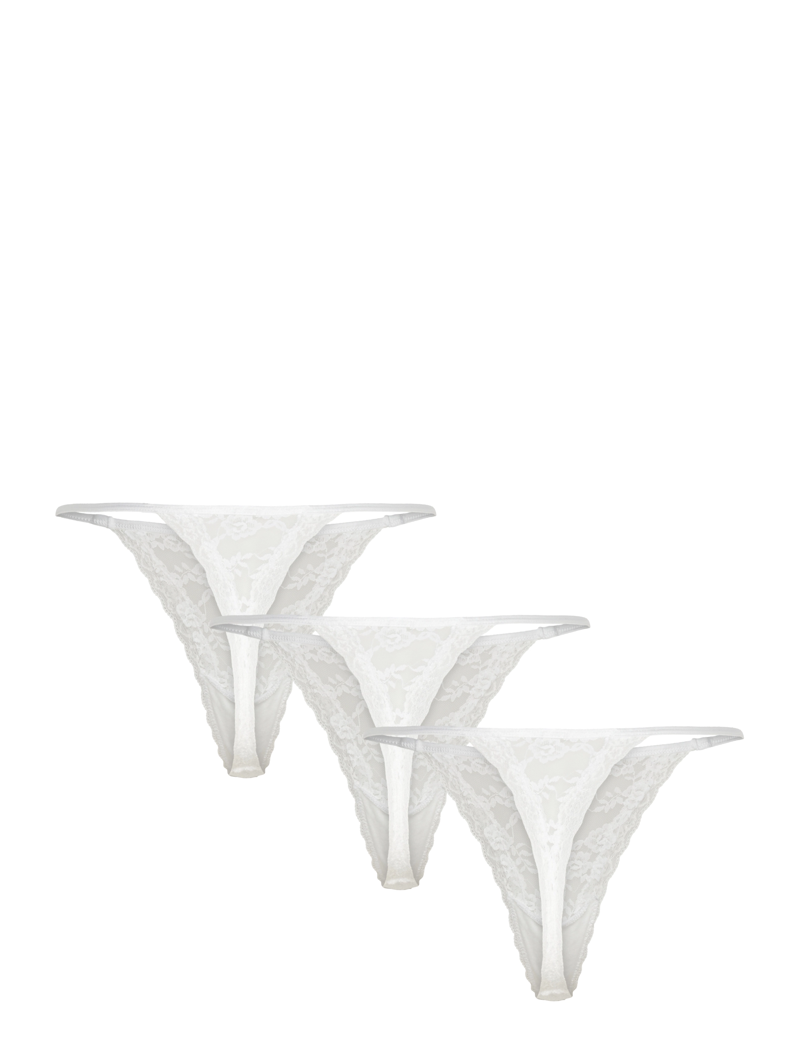 Lindex - Brief Jennie lace thong 3 pack - stringtrusser - white - 4
