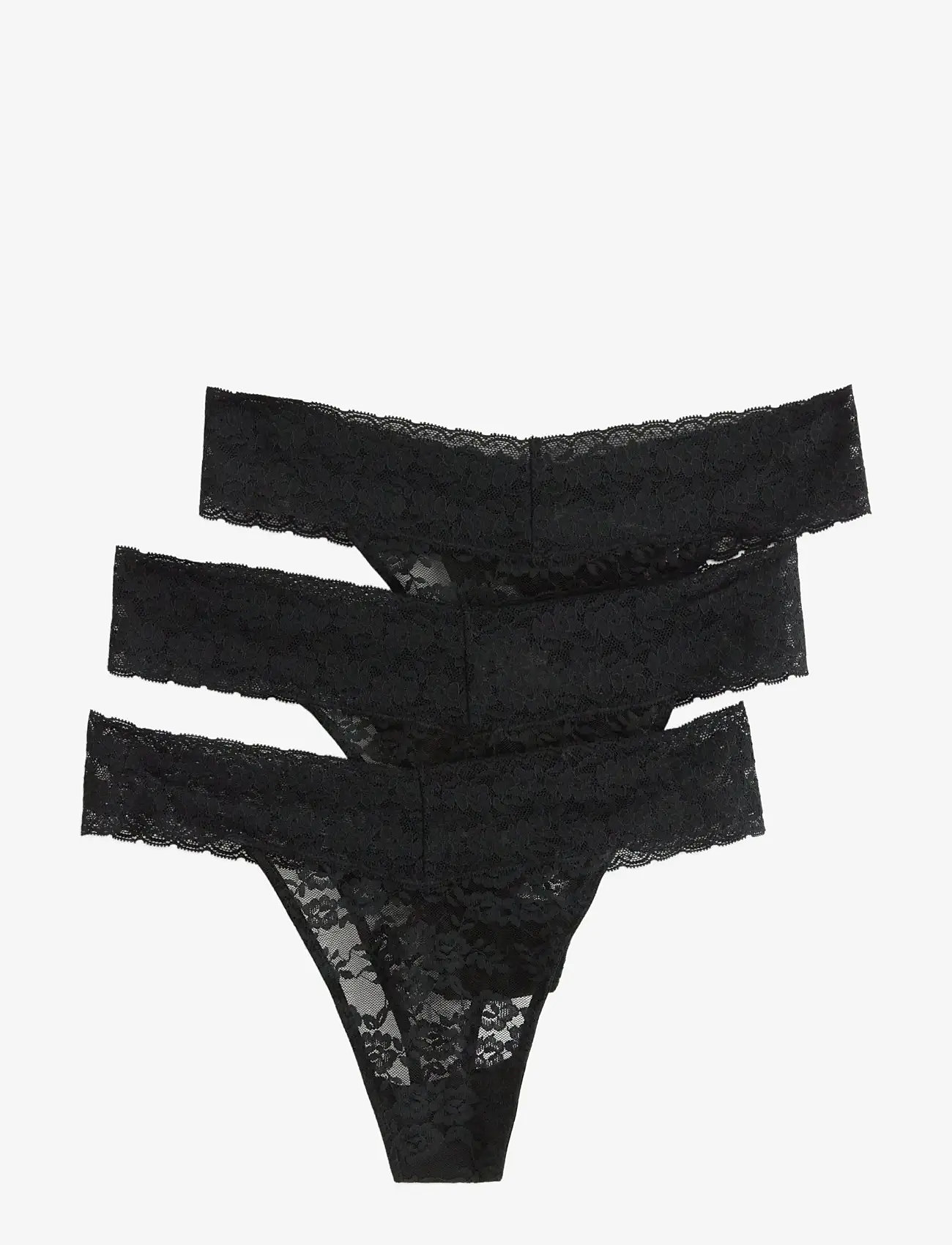 Lindex - Brief Thong low Lacey 3 pack - black - 0