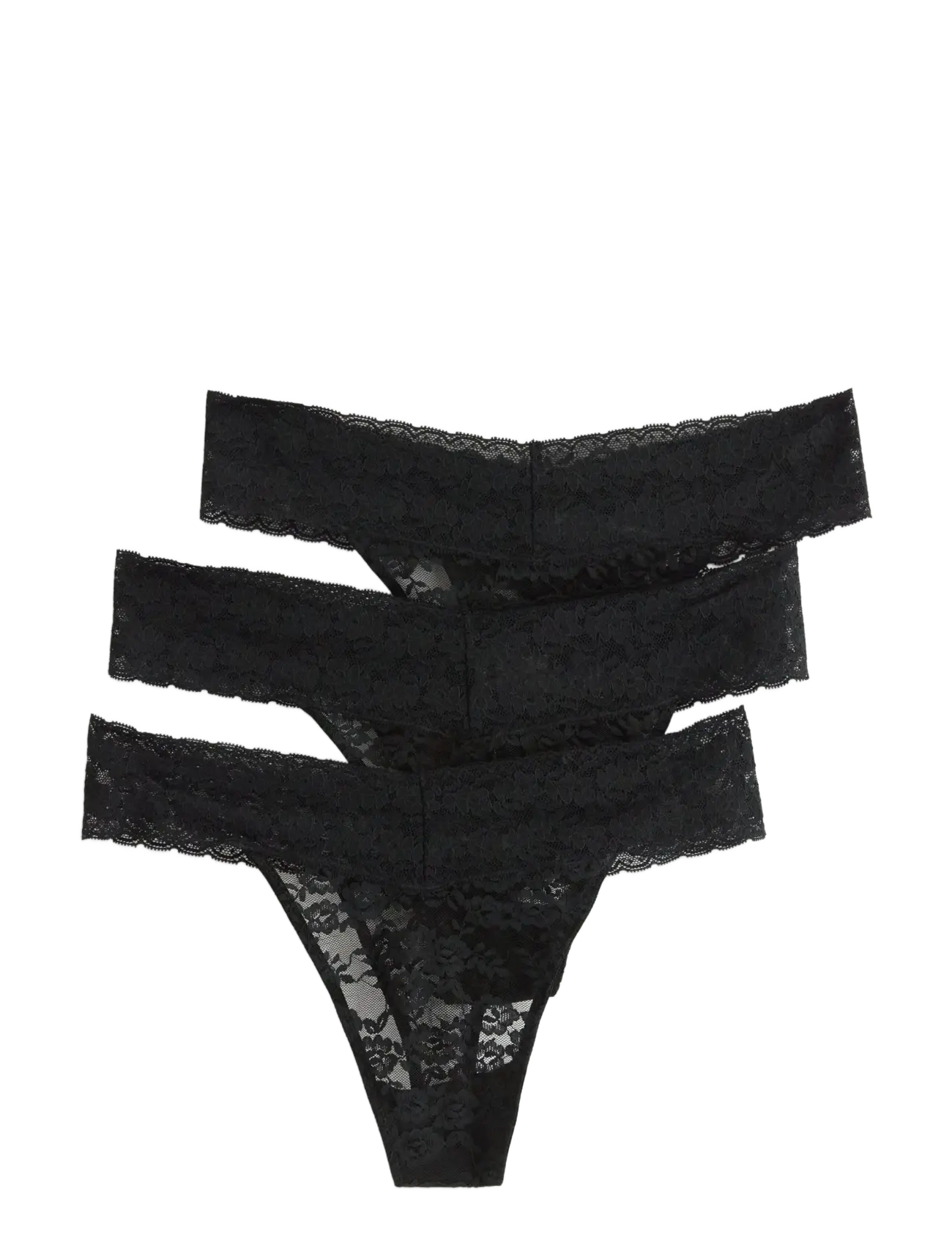 Brief Thong low Lacey 3 pack - BLACK