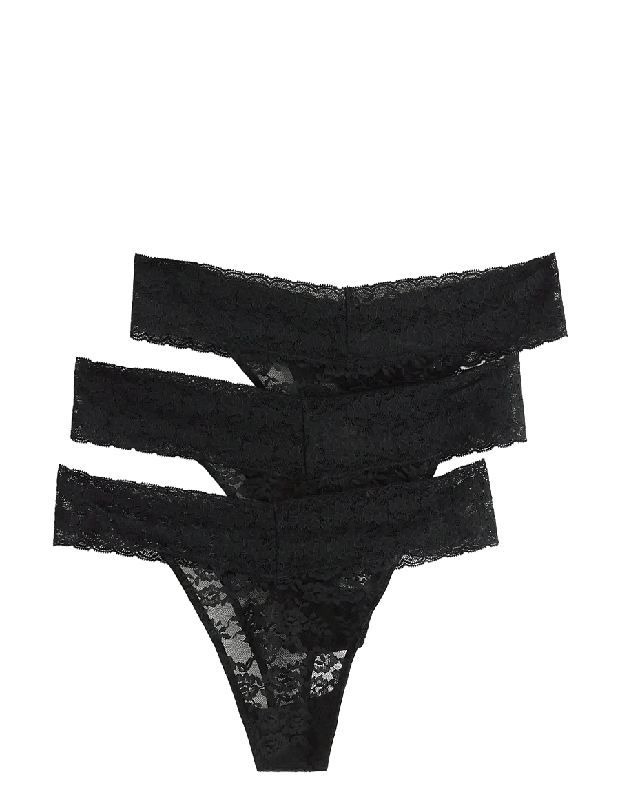 Lindex - 3-pack thong in lace - stringtrusser - black - 0
