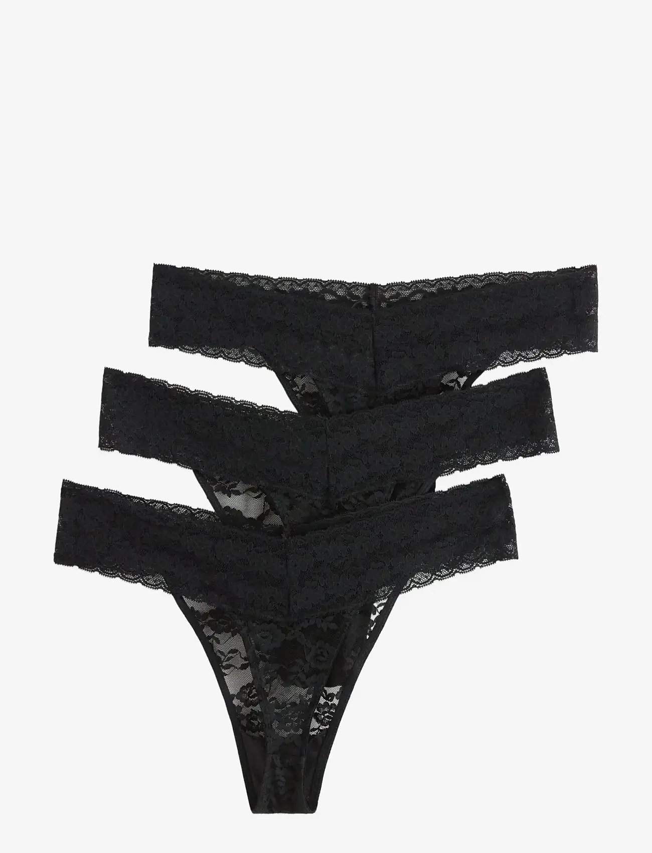 Lindex - Brief Thong low Lacey 3 pack - black - 1