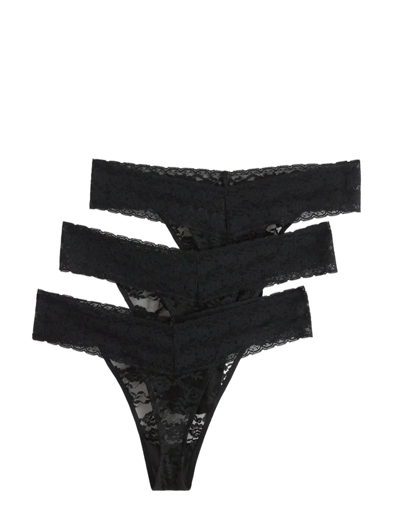 Lindex - Brief Thong low Lacey 3 pack - black - 1