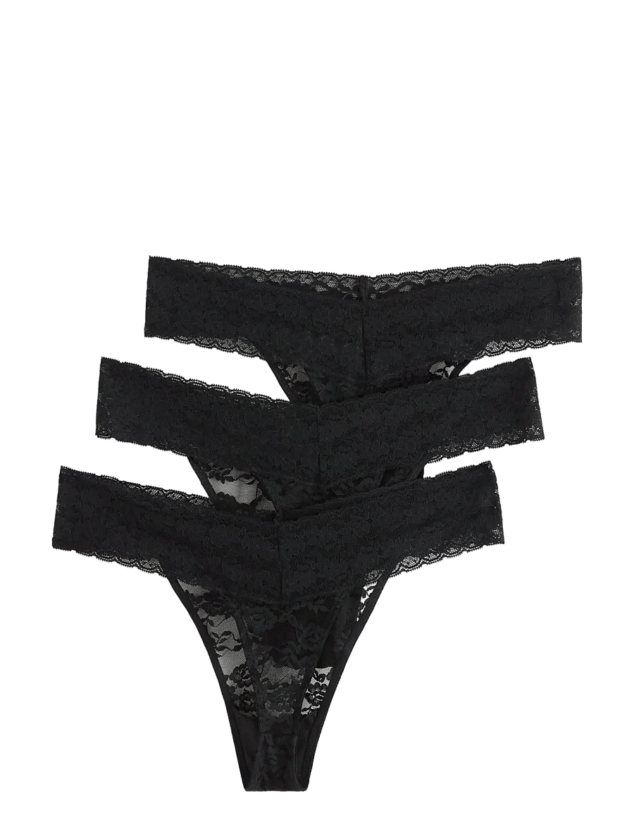 Lindex - 3-pack thong in lace - stringtrusser - black - 1
