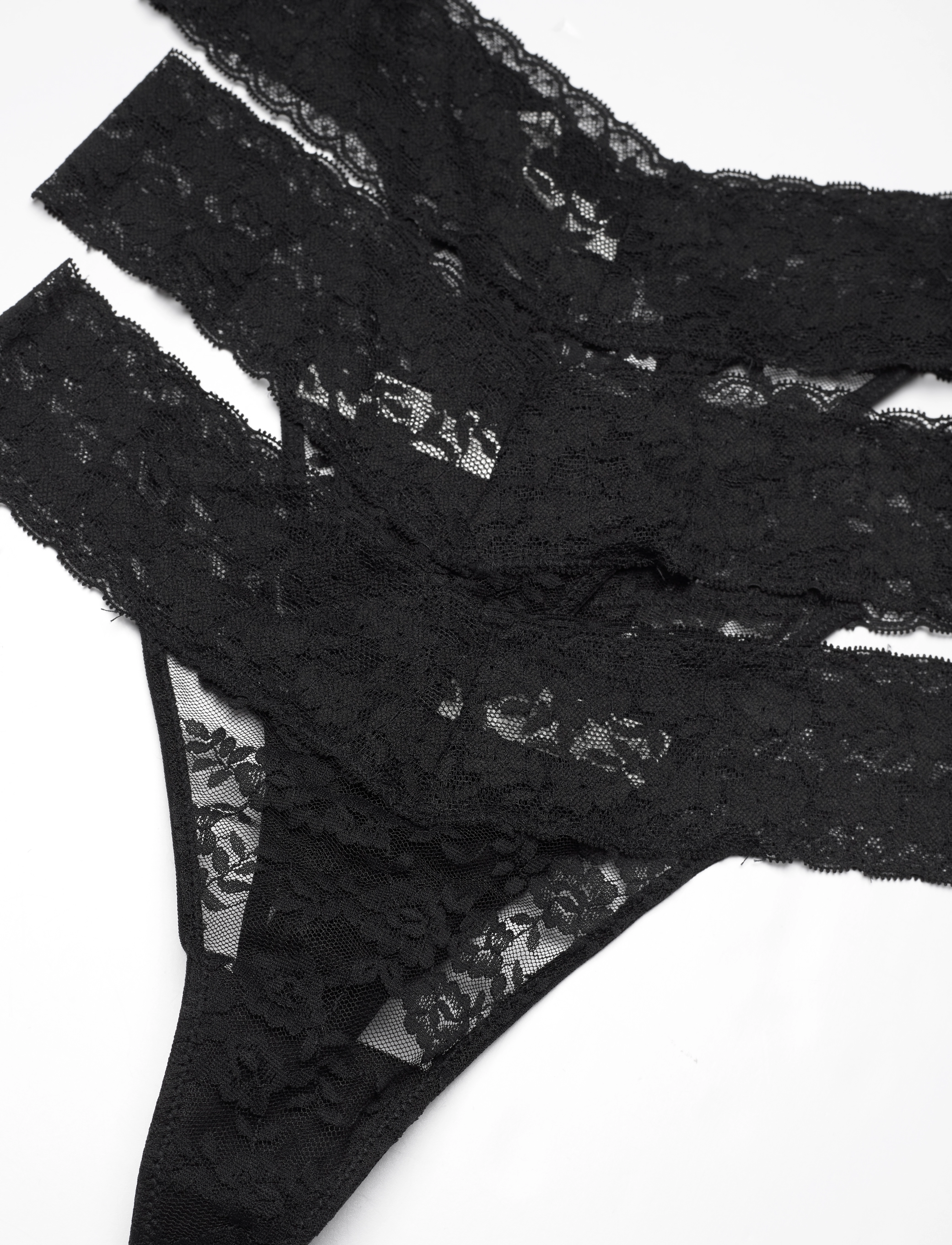 Lindex - Brief Thong low Lacey 3 pack - black - 3