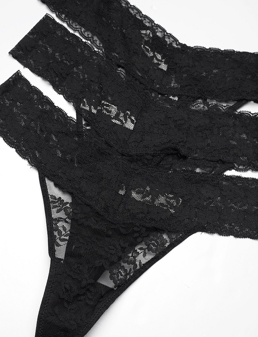 Lindex - 3-pack thong in lace - stringtrusser - black - 3