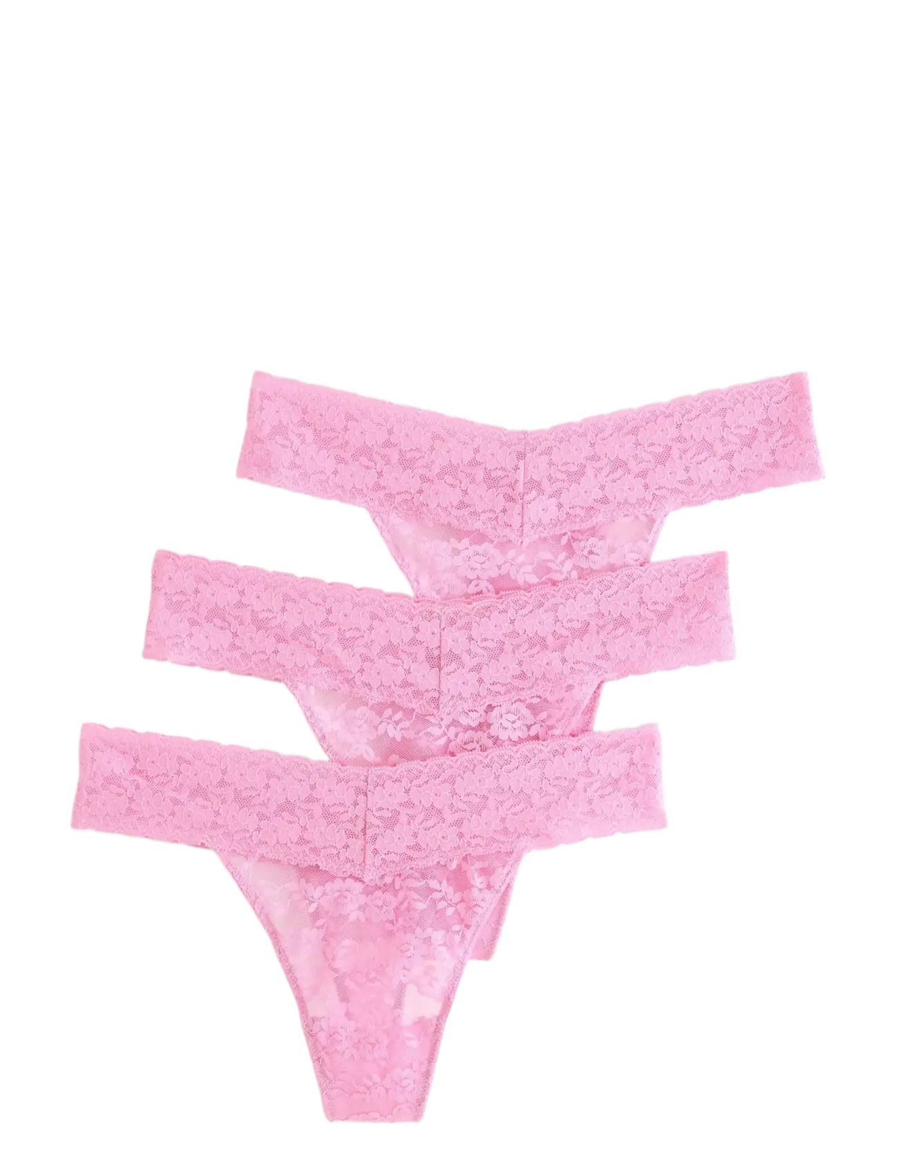 Lindex Brief Thong low Lacey 3 pack - Lingerie - LIGHT PINK / pink/rose