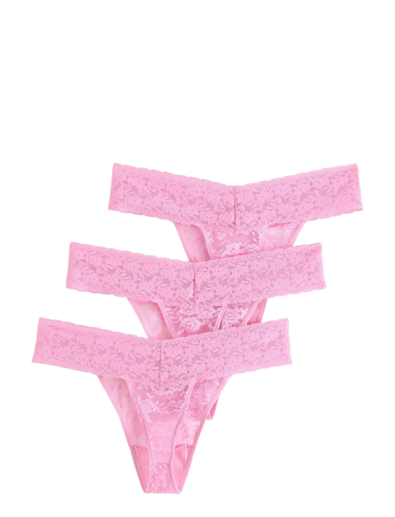 Lindex - Brief Thong low Lacey 3 pack - light pink - 1