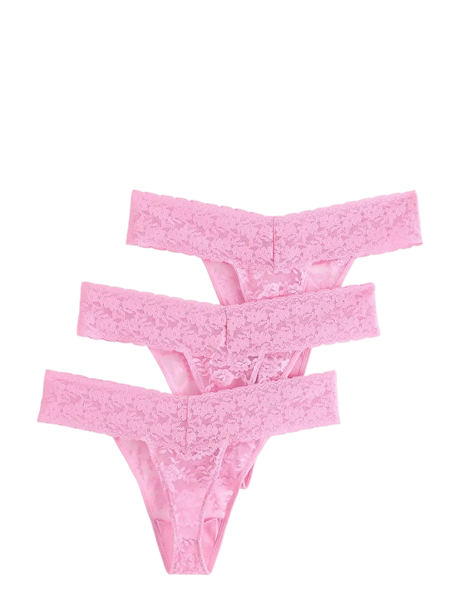 Lindex - 3-pack thong in lace - stringtrusser - light pink - 1