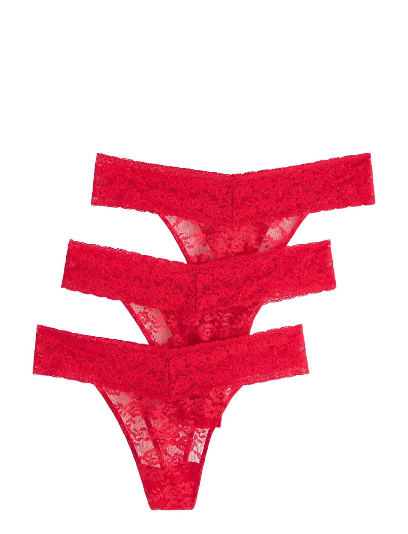 Lindex Brief Thong low Lacey 3 pack - Panties - RED / red