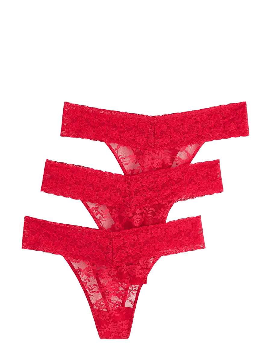 Lindex - 3-pack thong in lace - stringtrosor - red - 0