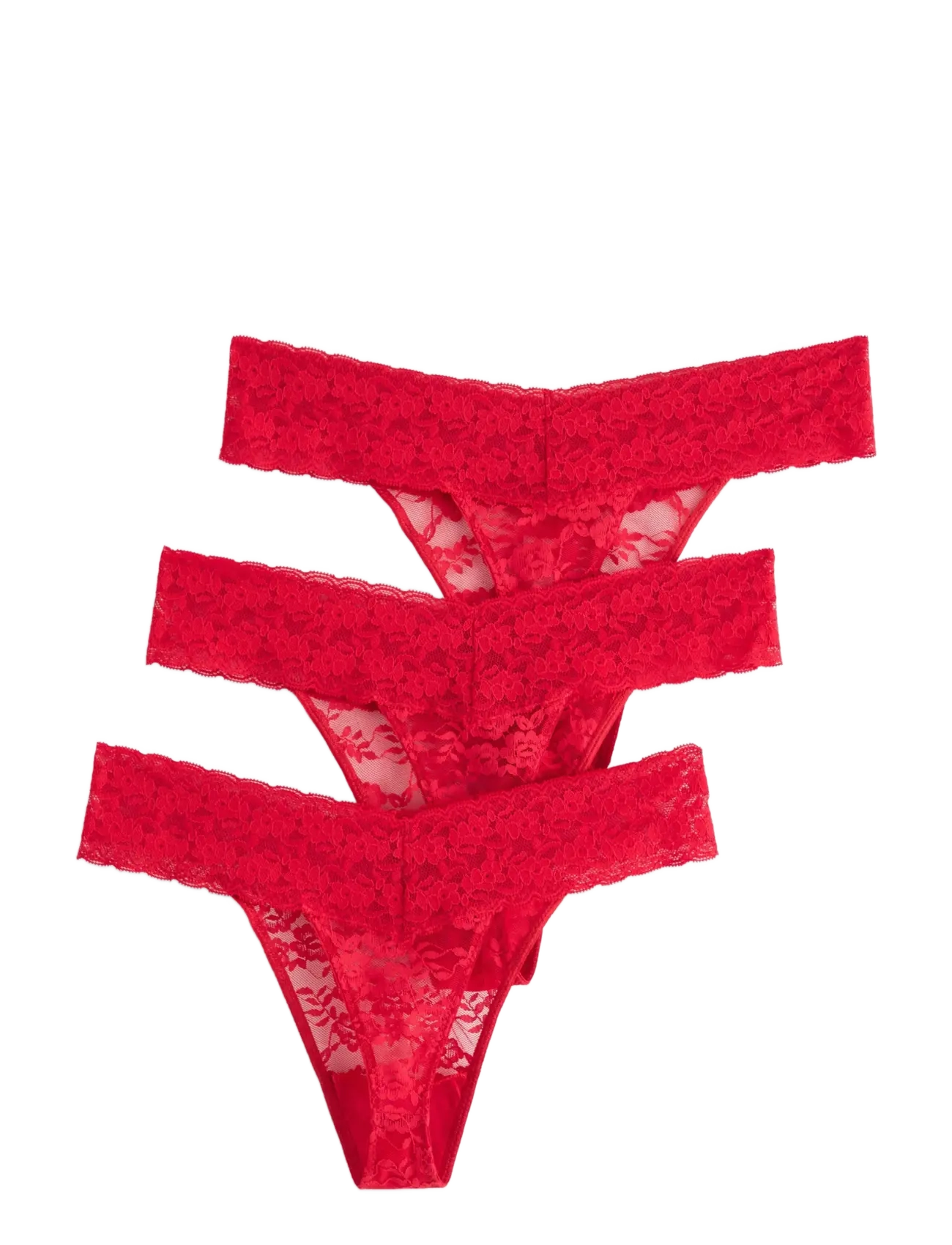 Lindex - 3-pack thong in lace - red - 1