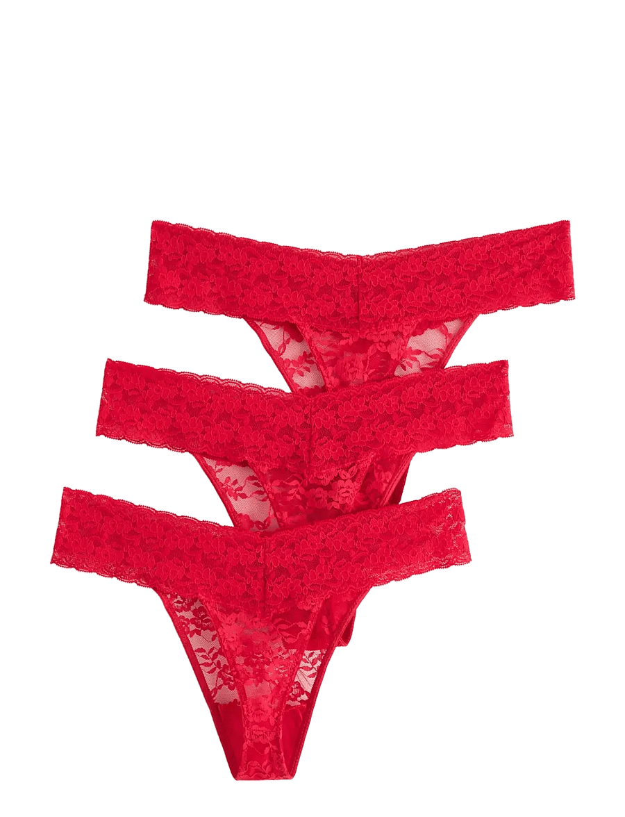 Lindex - 3-pack thong in lace - stringtrosor - red - 1