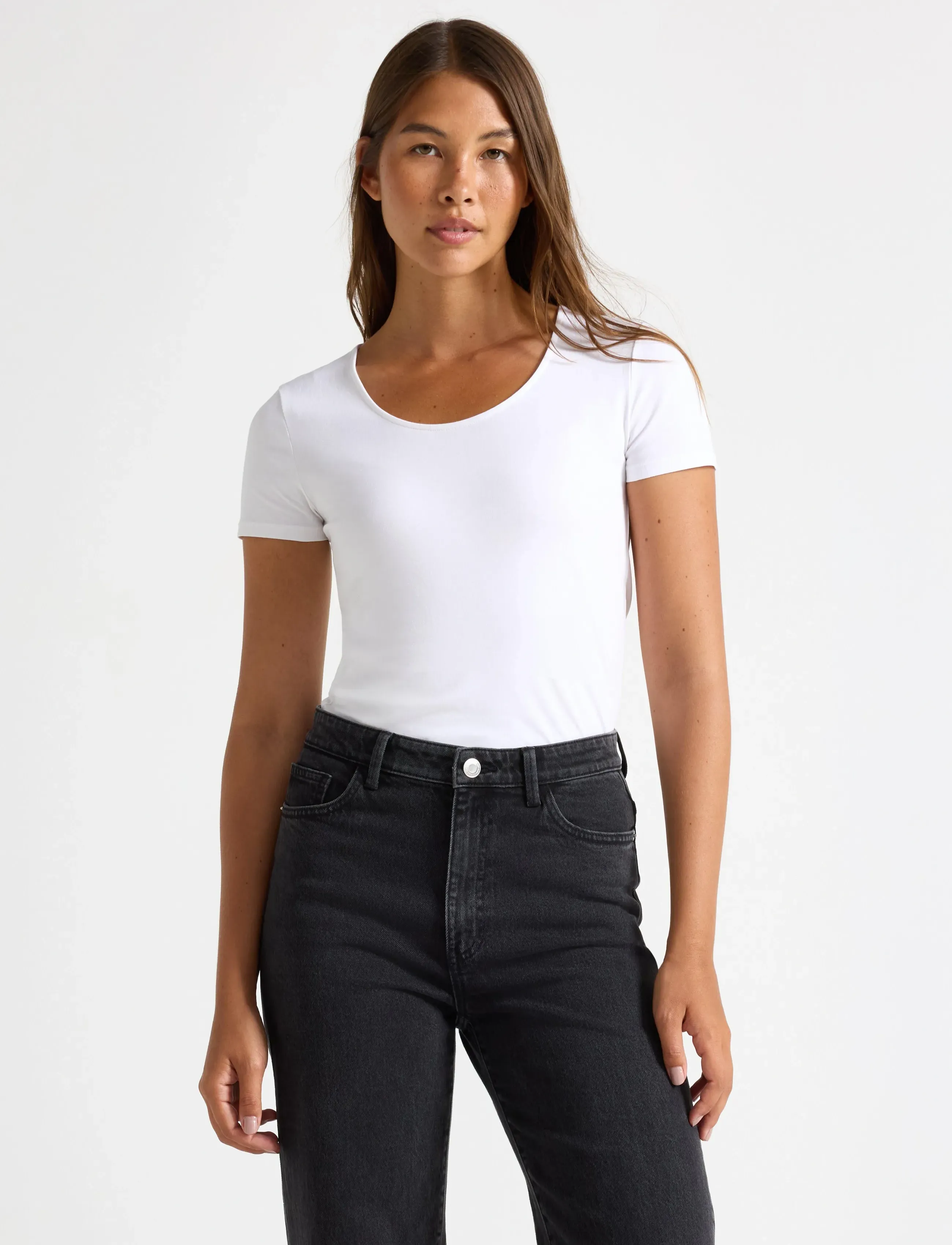 Lindex T-Shirt, XS, White, T-Shirts & Toppe > Kortærmede, Dame