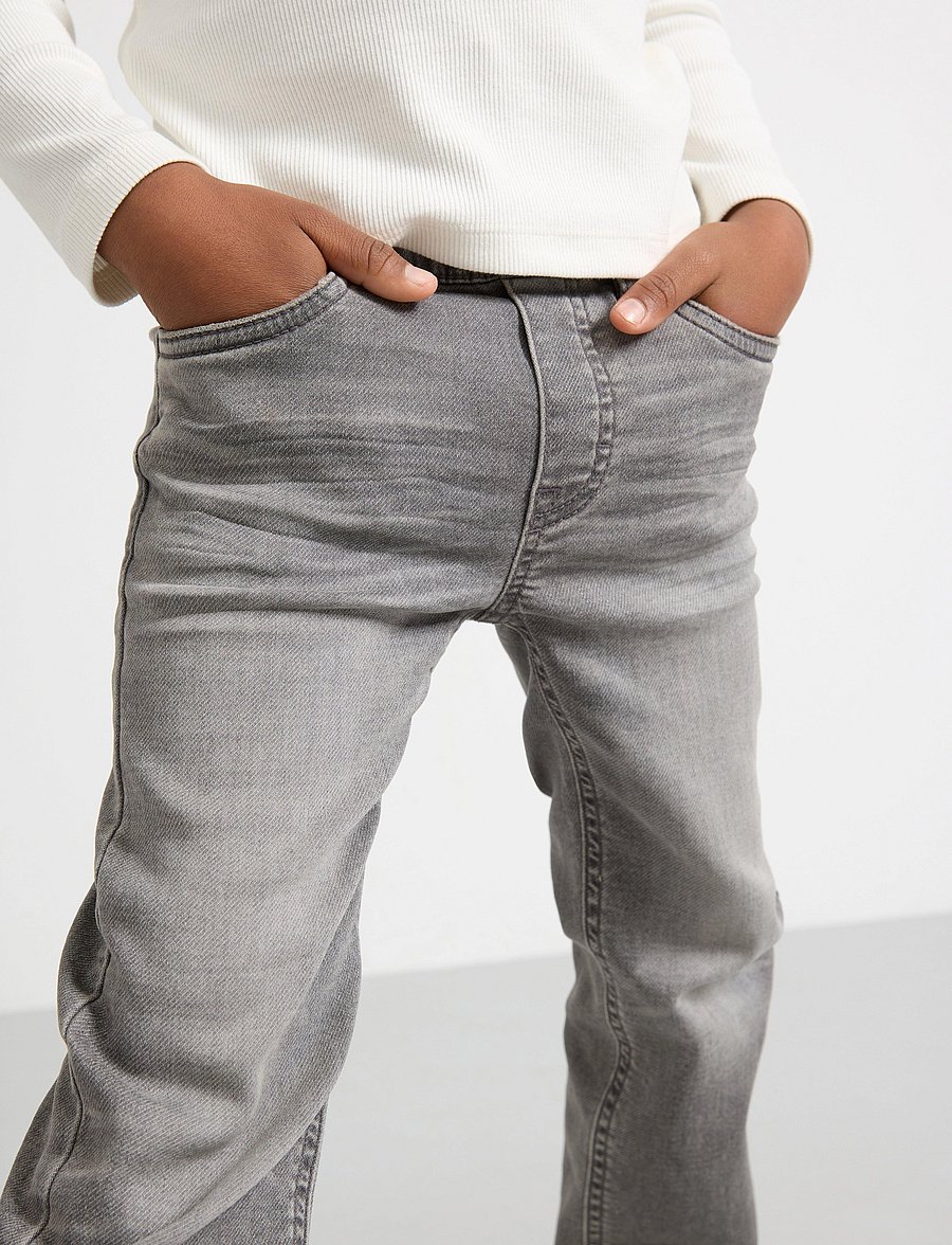 Lindex - STAFFAN Straight leg jeans i denimtrikå - regular jeans - grey - 4