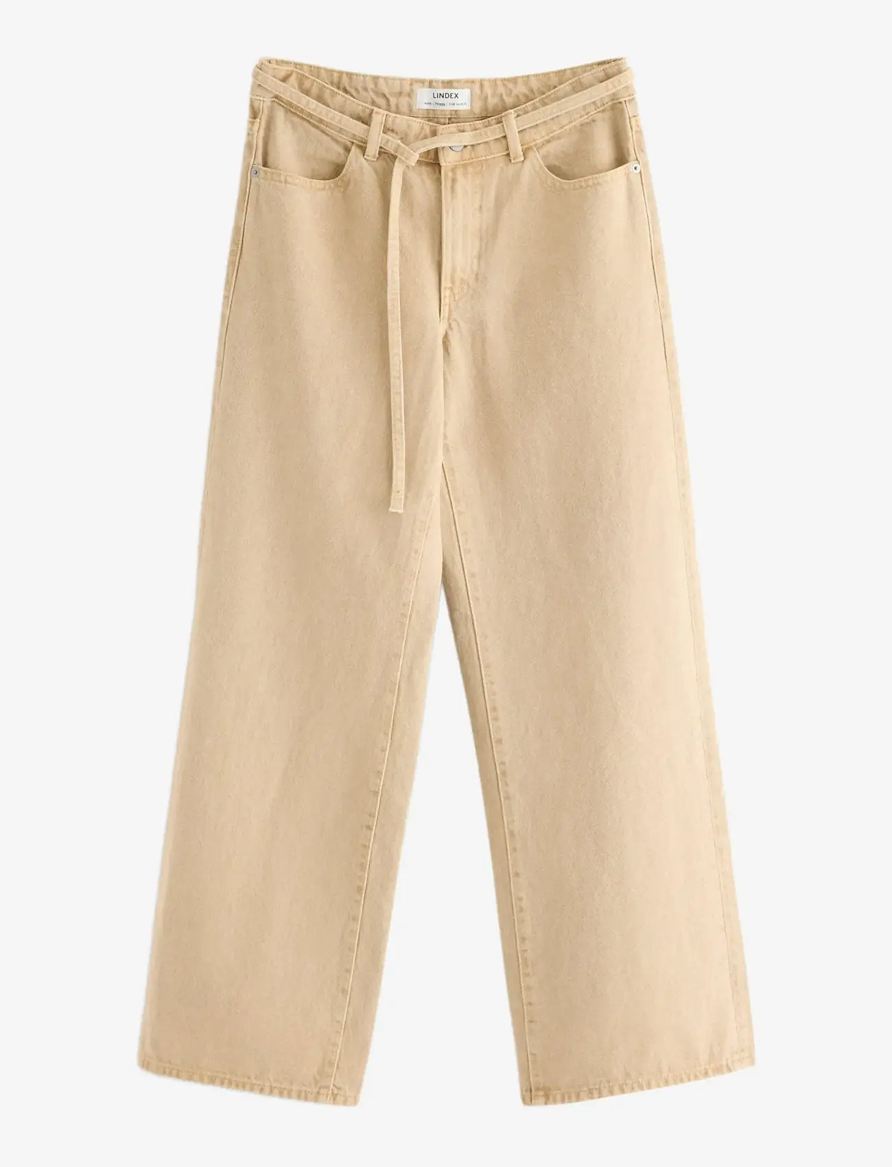 Lindex - Trousers Peggy twill - laia säärega teksad - beige - 1
