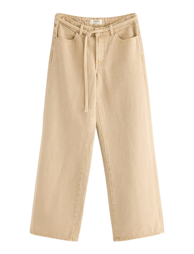 Lindex - Trousers Peggy twill - laia säärega teksad - beige - 1