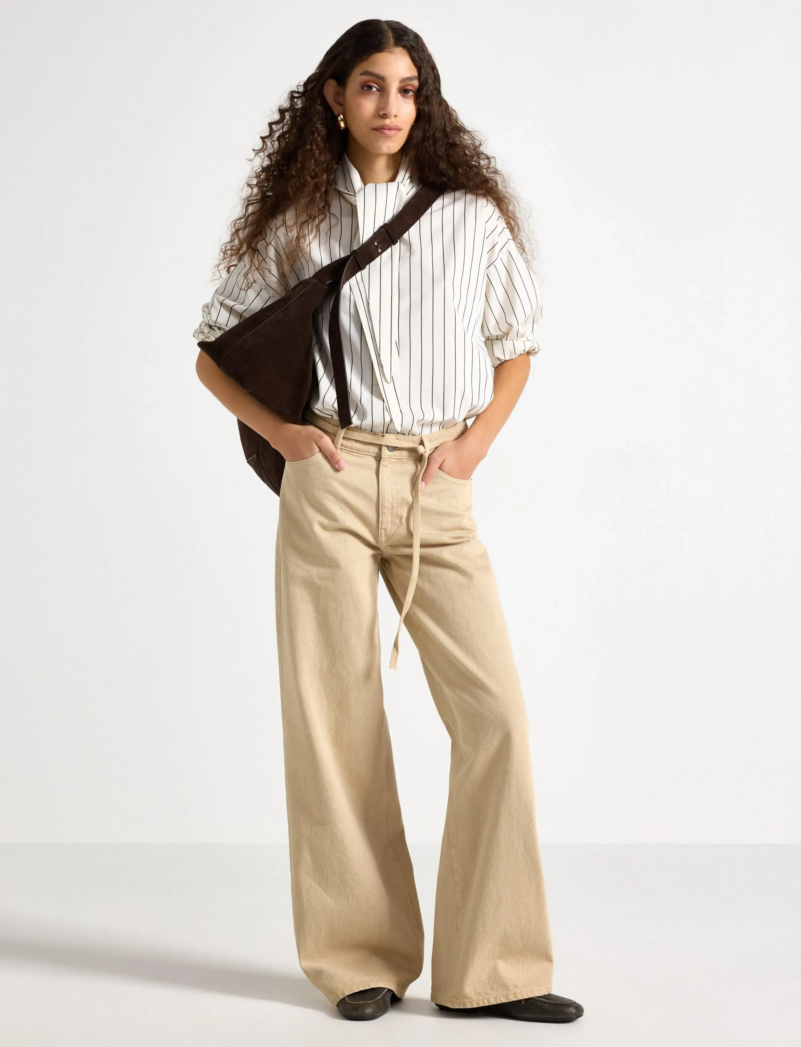 Lindex Wide Peggy Trousers, 42, Jeans, Beige - Wide, Frauen