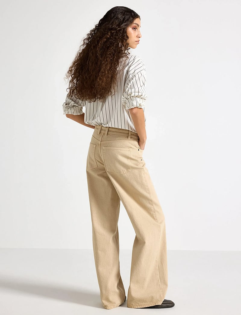 Lindex - Trousers Peggy twill - laia säärega teksad - beige - 3