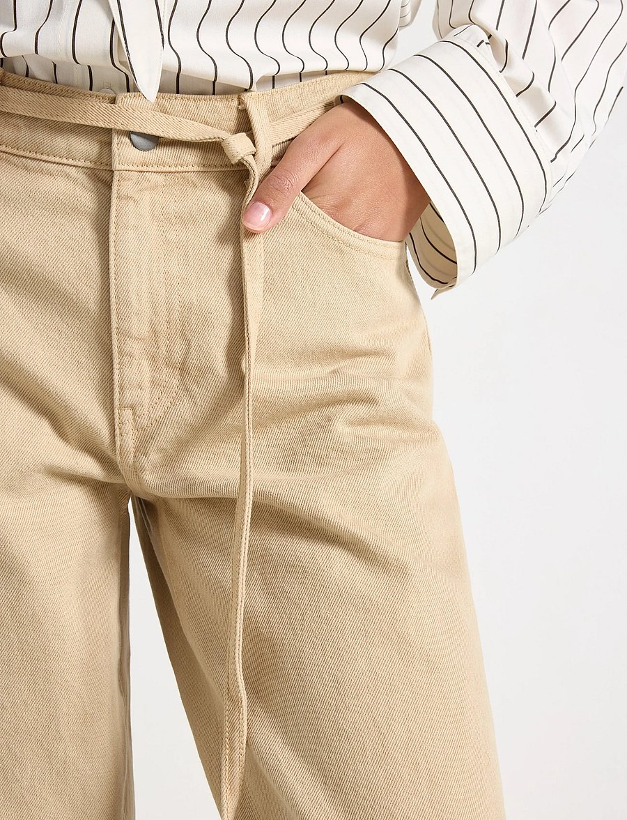 Lindex - WIDE Peggy trousers - hosen mit weitem bein - beige - 4