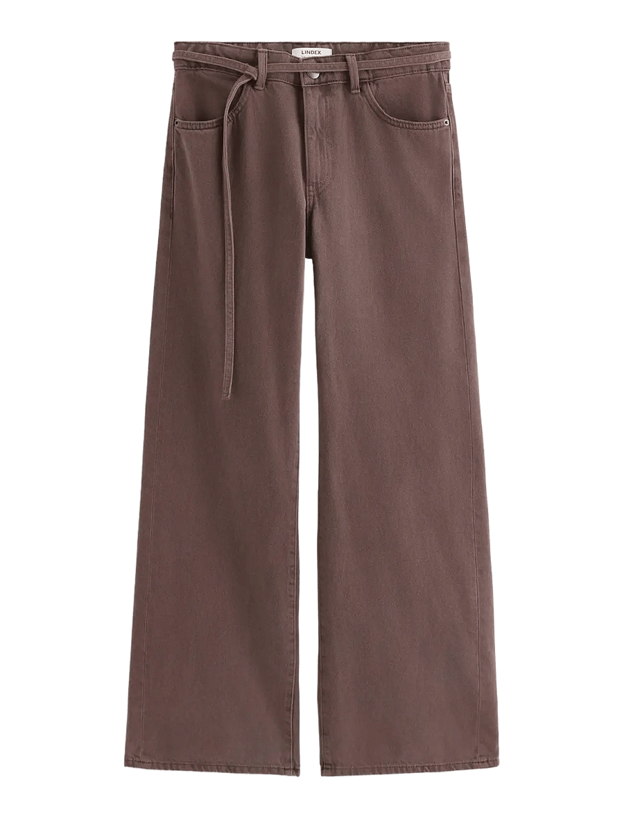 Lindex - WIDE Peggy trousers - vida jeans - dark brown - 1