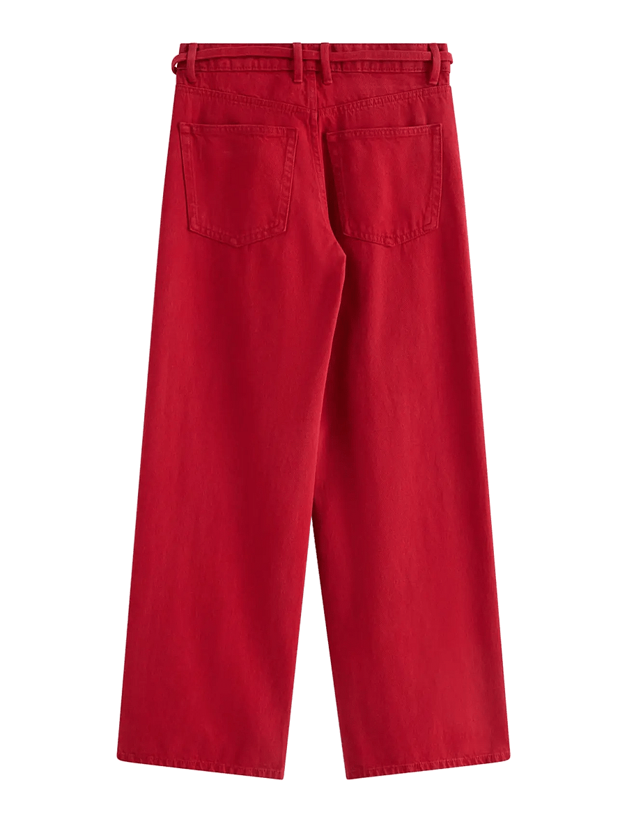 Lindex - Trousers Peggy twill - laia säärega teksad - dark dusty red - 2