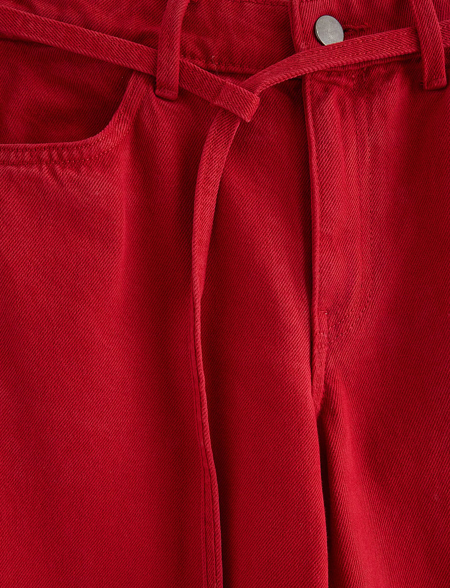 Lindex - Trousers Peggy twill - laia säärega teksad - dark dusty red - 5