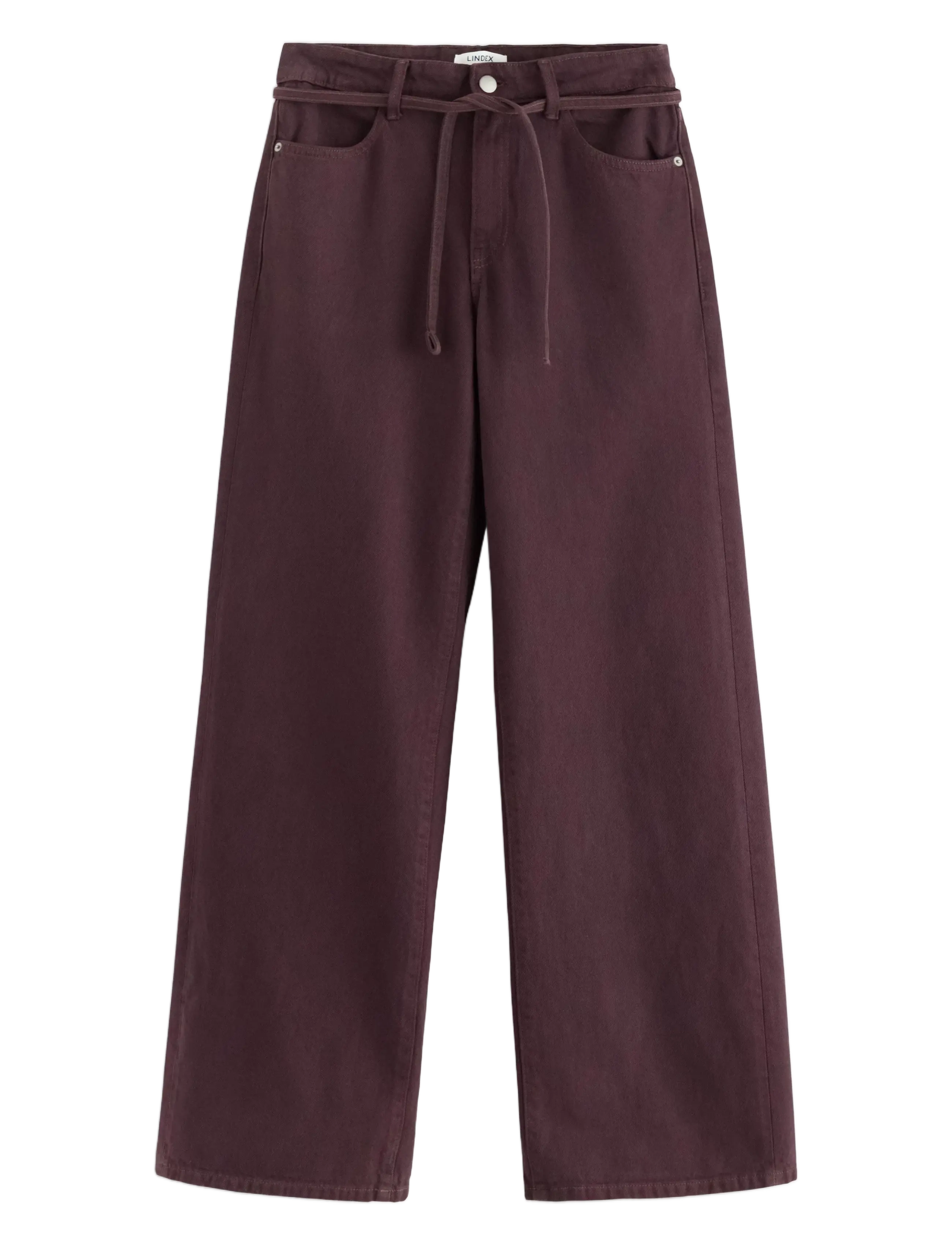 Lindex Trousers Peggy twill - Brede jeans - DARK DUSTY RED / burgundy
