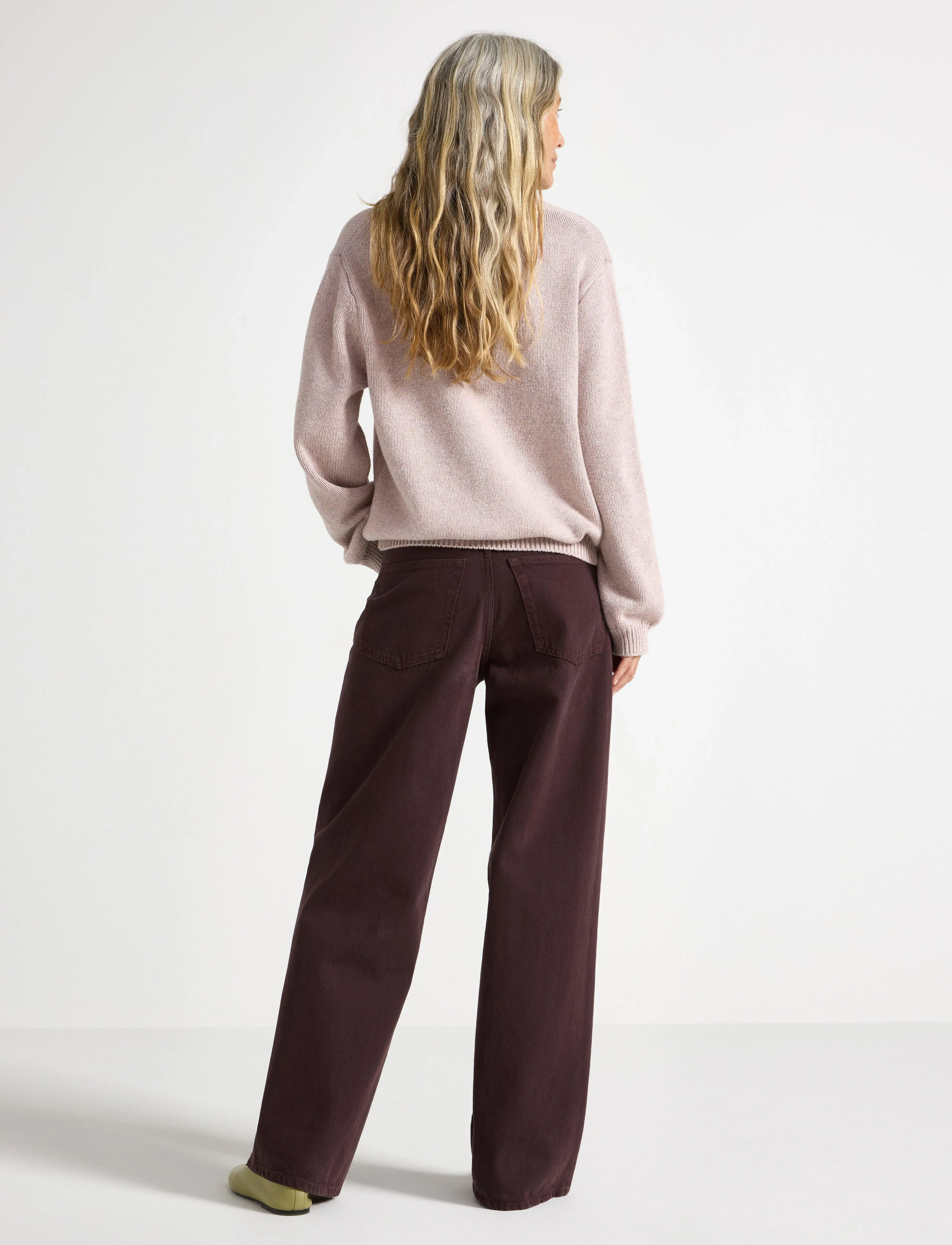 Lindex - WIDE Peggy trousers - hosen mit weitem bein - dark dusty red - 3