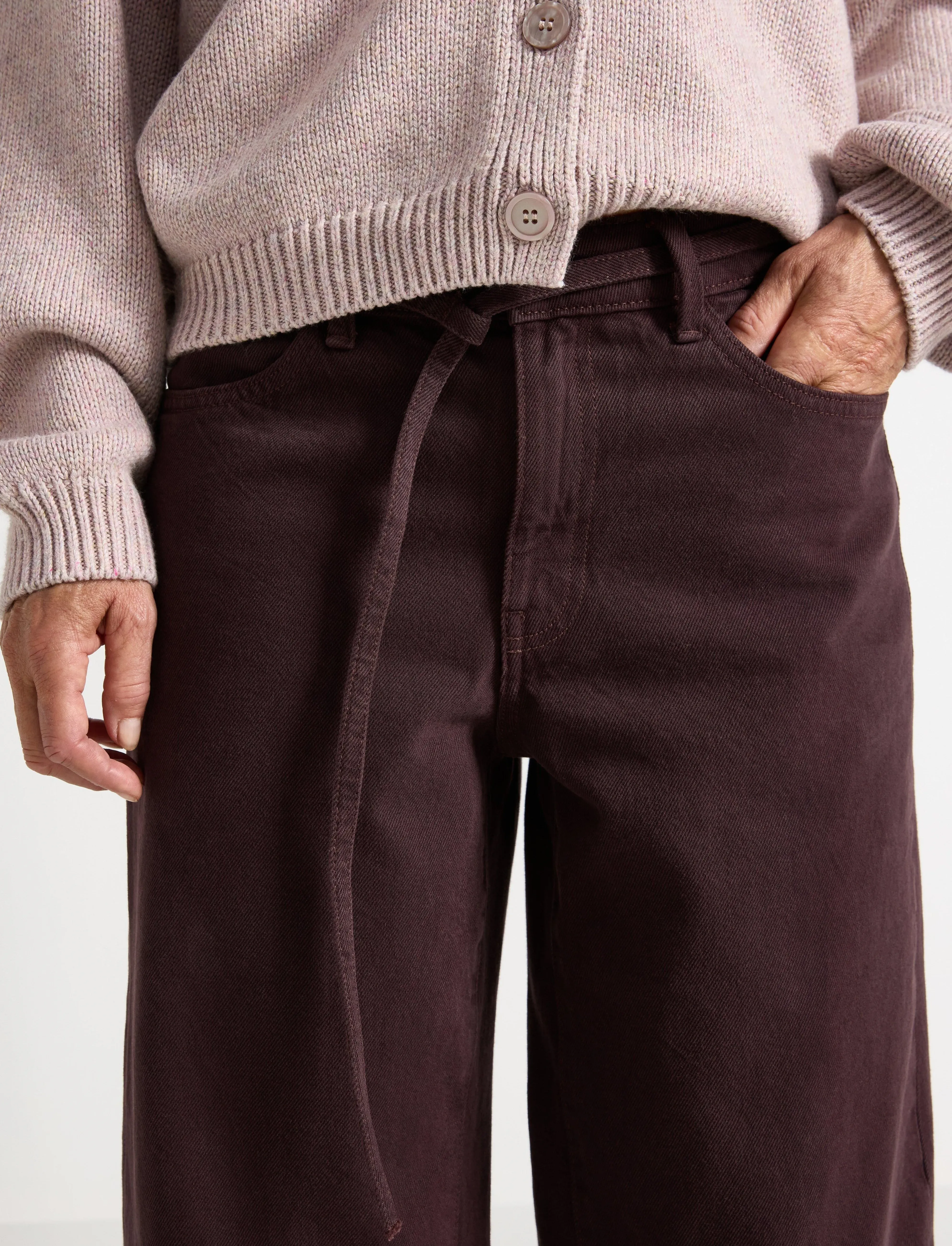 Lindex - WIDE Peggy trousers - hosen mit weitem bein - dark dusty red - 4
