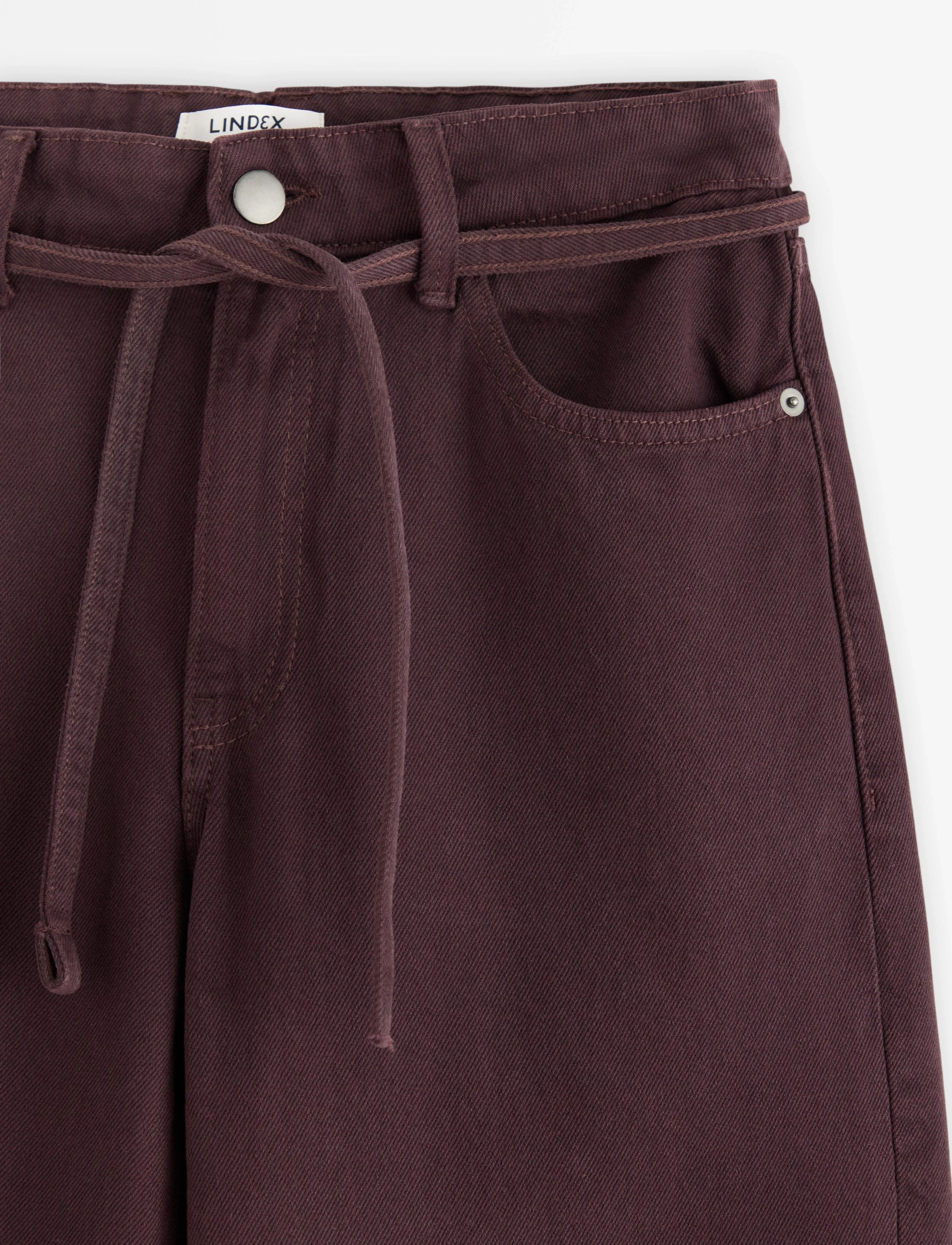 Lindex - WIDE Peggy trousers - hosen mit weitem bein - dark dusty red - 5